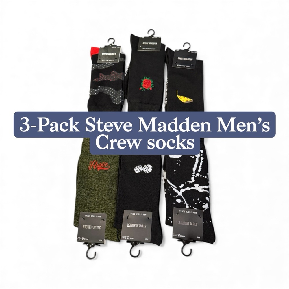 3-Pack Steve Madden Crew Socks